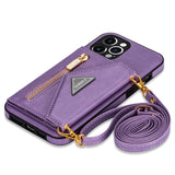 Triangle Crossbody Zipper Wallet Card Leather Case For iPhone( 6-13pro max )