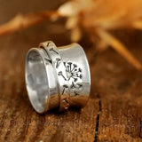 Dandelion Flower Spinner Silver Ring