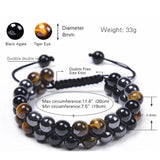 Triple Protection Bracelet-Genuine Tigers Eye Agate and  Black gallstone-The Perfect Gift